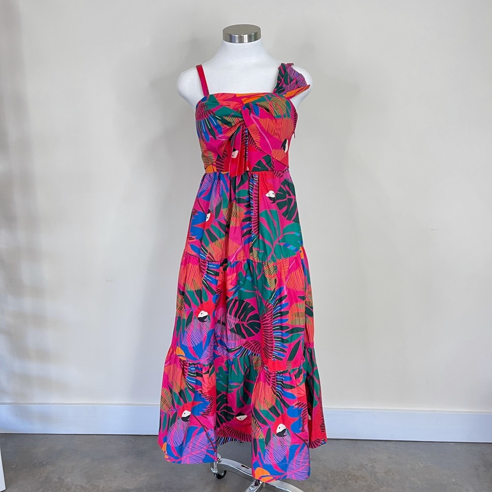 Farm Rio Macaw Bow Front Dress sz Small